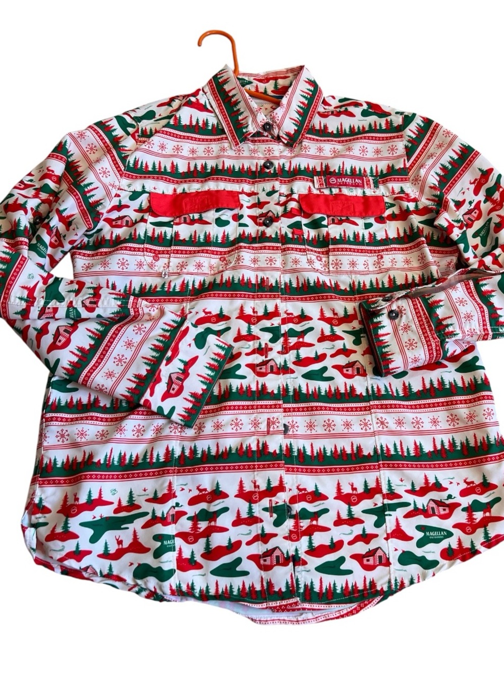 Magellan holiday print Laguna madre fish gear shirt